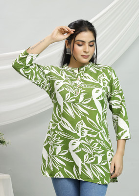 SIDHI TEXTILE Party Floral Print Women Green, White Top