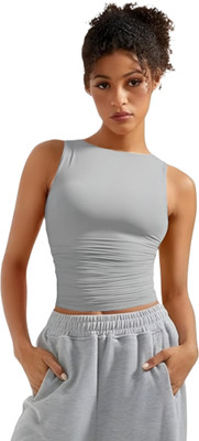 SIGHTBOMB Casual Solid Women Grey Top