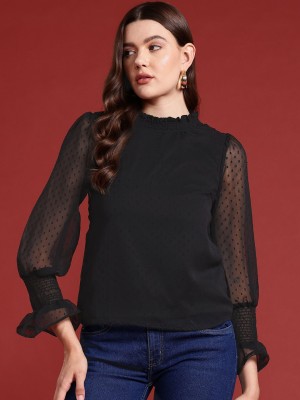 all about you Casual Solid Women Black Top