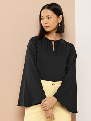 her by invictus Casual Solid Women Black Top