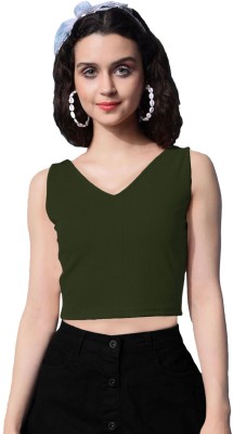 THE BLAZZE Casual Solid Women Dark Green Top