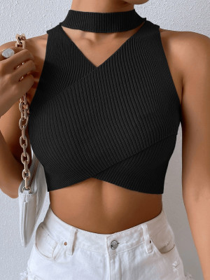 High Cloud Collection Casual Solid Women Black Top