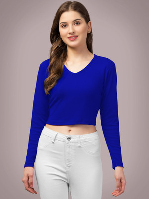 Dream Beauty Fashion Casual Solid Women Blue Top