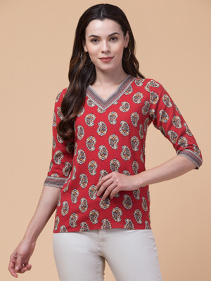 HouseOfCommon Casual Printed Women Multicolor Top