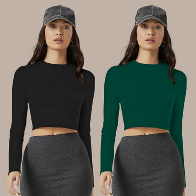 Maheshvi Casual Solid Women Dark Green Top