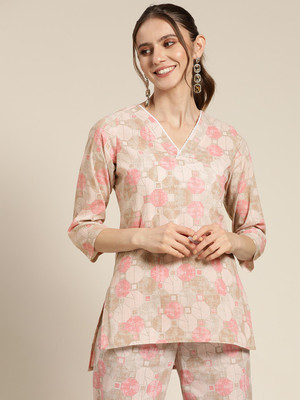 Shae by SASSAFRAS Casual Printed Women Pink Top