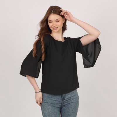 FASHIONS 360 Casual Solid Women Black Top