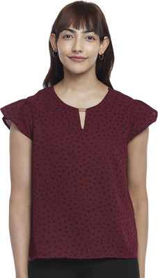 Annabelle by Pantaloons Casual Printed Women Maroon Top