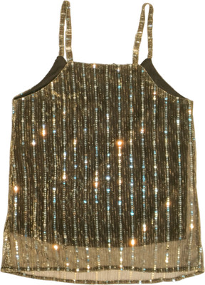 LUxeone Party Striped Women Gold Top