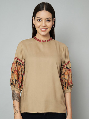 all about you Casual Printed Women Beige Top