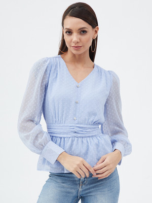 HARPA Casual Self Design Women Blue Top