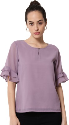 ALL WAYS YOU Casual Solid Women Purple Top