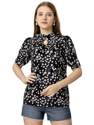 SHREE SOMANATH JARI Casual Printed Women Black, White Top