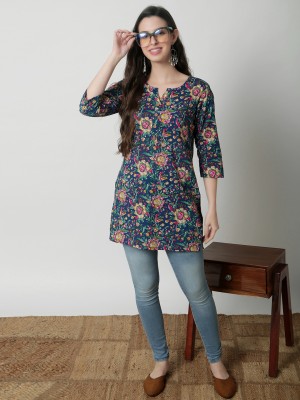 Varun Handicraft Casual Printed Women Blue Top