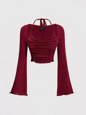 Omment Casual Solid Women Maroon Top
