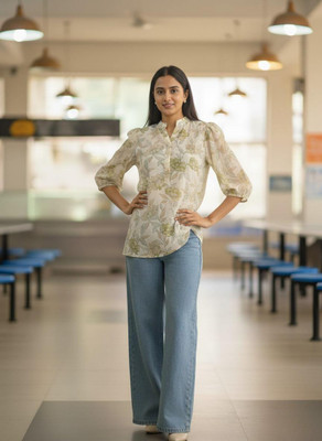 nHka Casual Floral Print Women Green Top