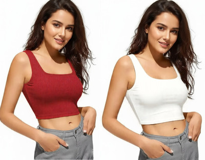 Blueribon Casual Solid Women Red, White Top