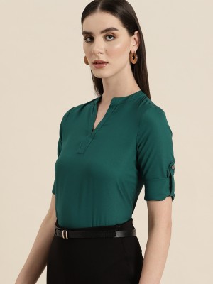 her by invictus Casual Solid Women Dark Green Top