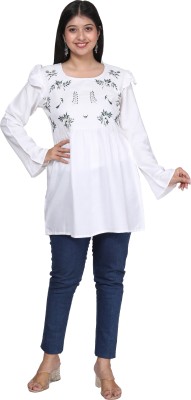 The Unique Style Casual Embroidered Women White Top