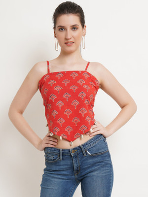 POPWINGS Casual Printed Women Red Top