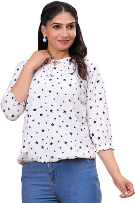 TRUSTED ENTERPRISES Casual Printed Women White Top