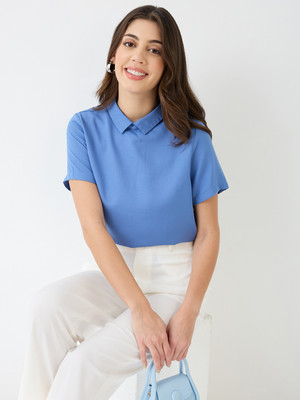 Globus Formal Solid Women Blue Top