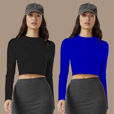 Dream Beauty Fashion Casual Solid Women Blue Top