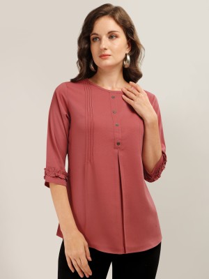 Prettify Casual Solid Women Pink Top