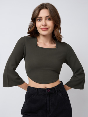 Westhood Party Solid Women Light Green Top