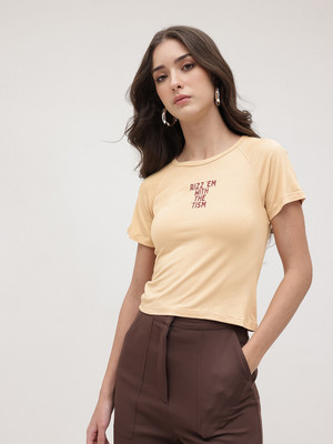Westhood Party Printed Women Beige Top
