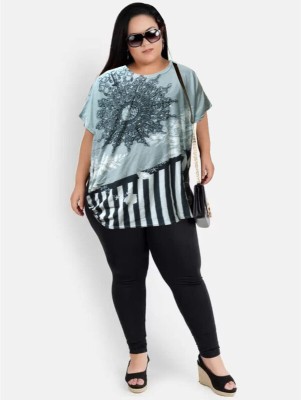 manra Casual Graphic Print Women Black, Light Blue, White Top