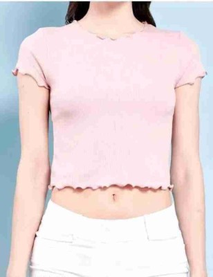 Big Hub Casual Solid Women Pink Top