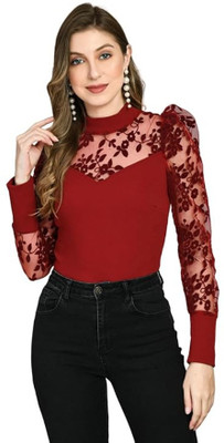Trendystar Casual Self Design Women Maroon Top