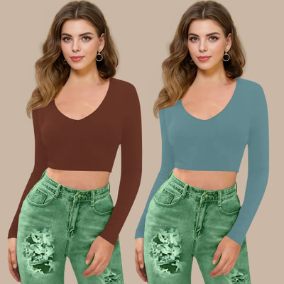Maheshvi Casual Solid Women Light Blue Top