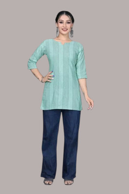 Kfashionbj Women Solid A-line Kurta(Blue)