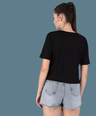 HouseOfCommon Casual Printed Women Black Top