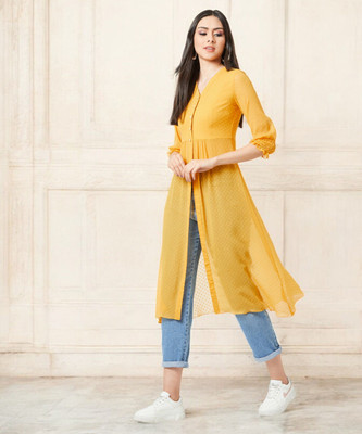 Miss Chase Casual Printed Women Yellow Top