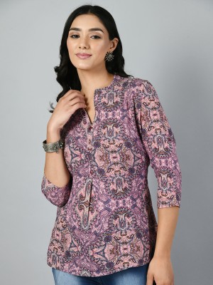 Meesan Casual Printed Women Pink Top