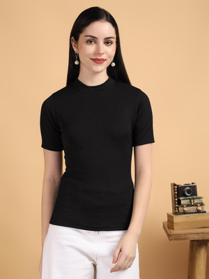 KOTTY Casual Solid Women Black Top