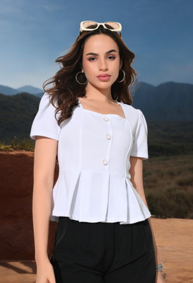 Arbiter Collection Casual Solid Women White Top