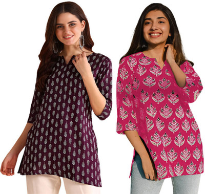 ak fashion mall Casual Printed, Floral Print, Ethnic Motifs Women Purple Top
