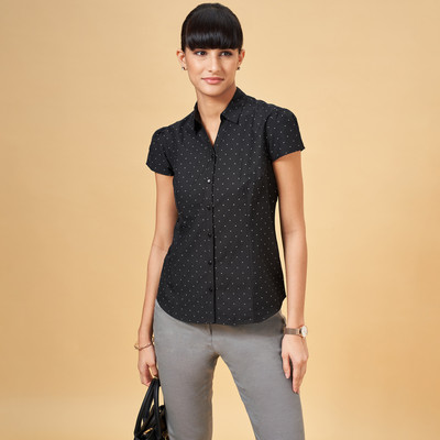 Annabelle by Pantaloons Women Solid Formal Black Shirt