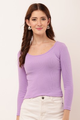 Pinkipink Casual Solid Women Purple Top