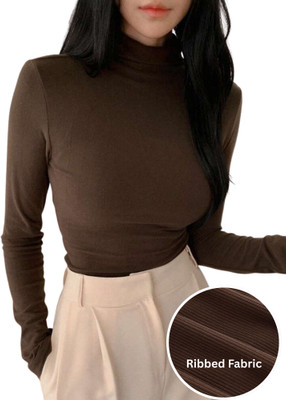 sasafaras Casual Solid Women Brown Top