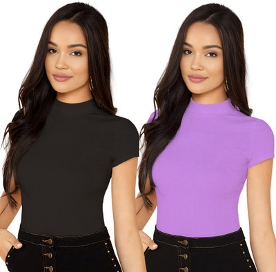 Dream Beauty Fashion Casual Self Design Women Black Top