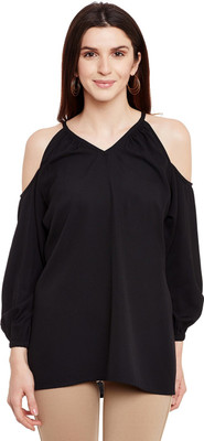 Momin Libas Casual Solid Women Black Top