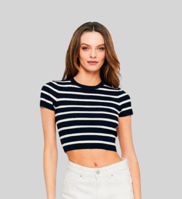 Zintom Casual Striped Women Black Top