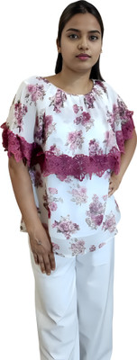 Ditvi Casual Floral Print Women Pink Top