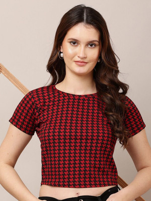 Moda Rapido Casual Checkered Women Red, Black Top
