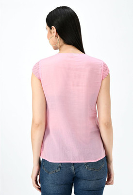 Taaraa Casual Self Design Women Pink Top